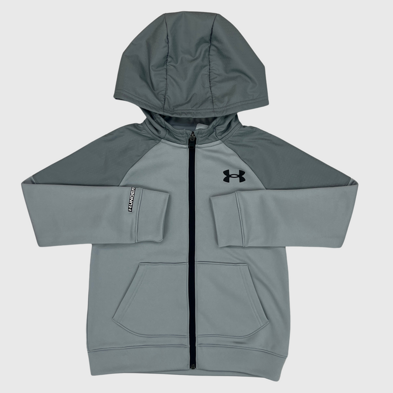 Kids Under Armour Grid Fleece Lined Hoodie Grey